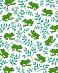 Green Frogs Leafy Vines Pattern Rug