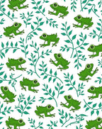 Green Frogs Leafy Vines Pattern Rug