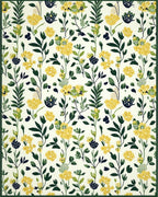 Yellow Green Floral Vines Rug