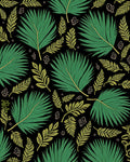 Green Yellow Palm Leaf Pattern Rug