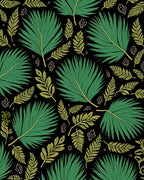 Green Yellow Palm Leaf Pattern Rug