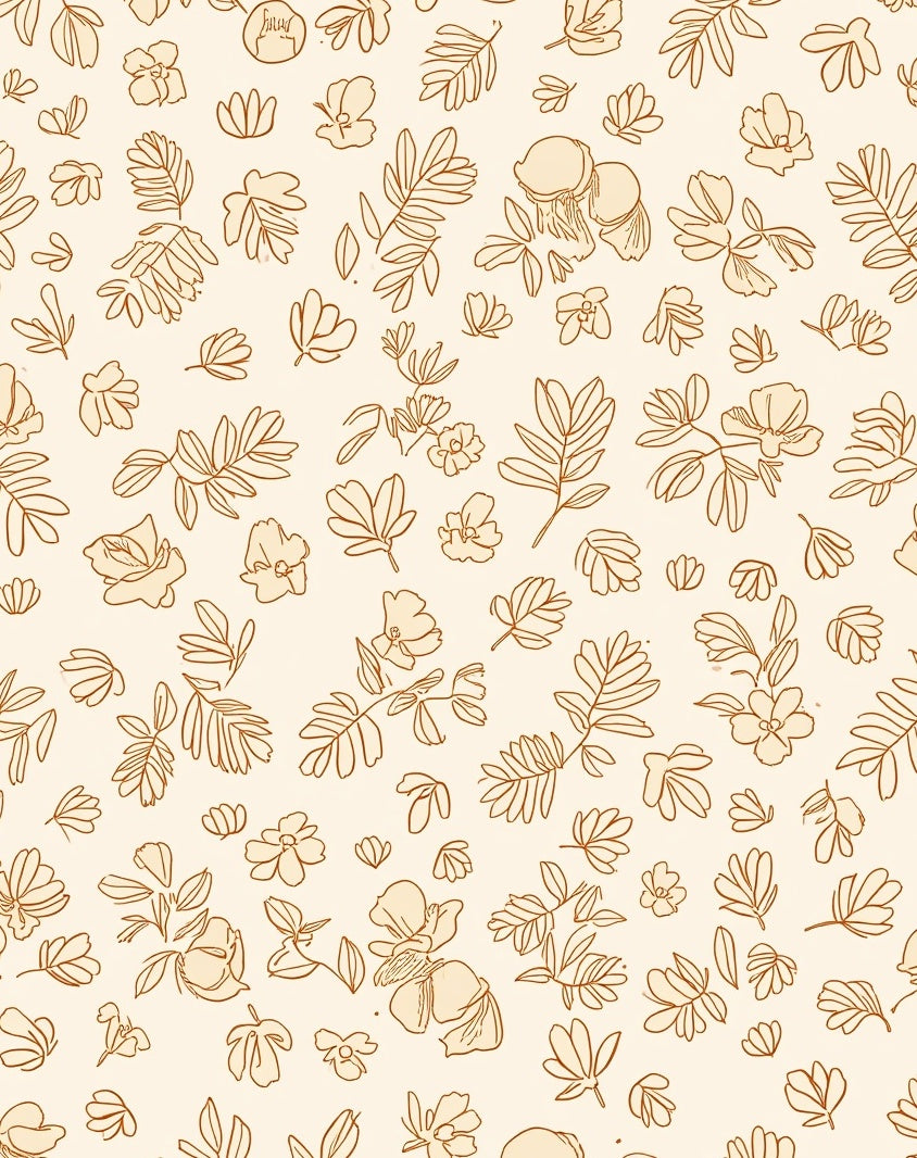 Delicate Floral Outline Pattern Rug
