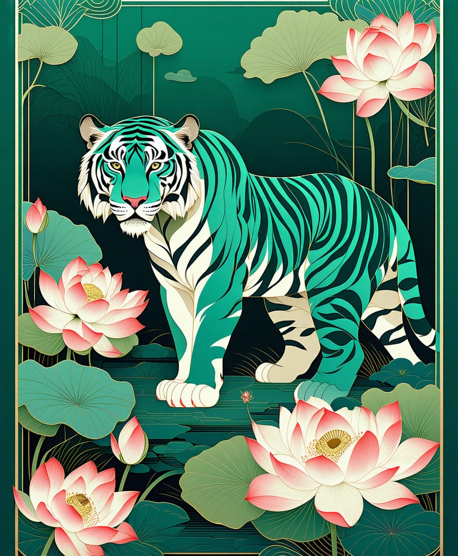 Emerald Tiger Lotus Grove Rug