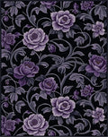 Purple Floral Swirl Vines Rug