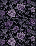 Purple Floral Swirl Vines Rug