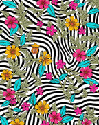 Floral Zebra Print Whimsical Design Rug