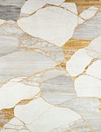 Polished Stone Marble Gold Pattern Rug