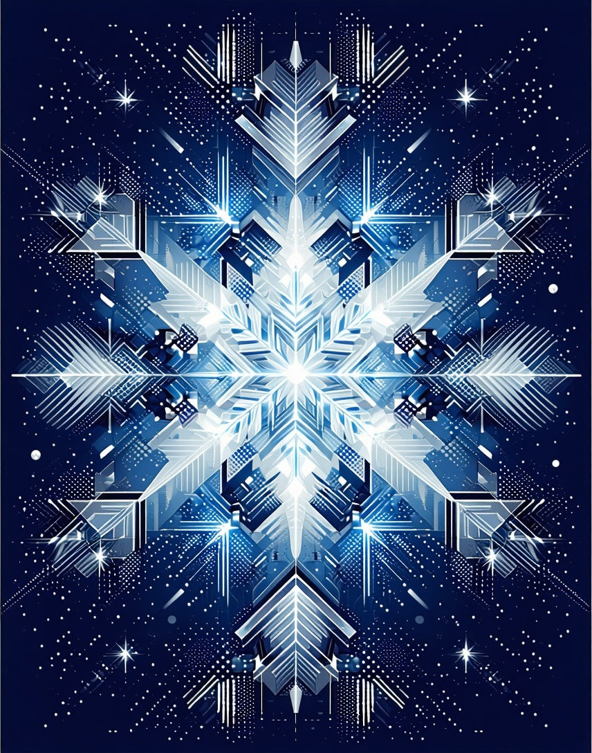 Abstract Snowflake Geometric Pattern Rug
