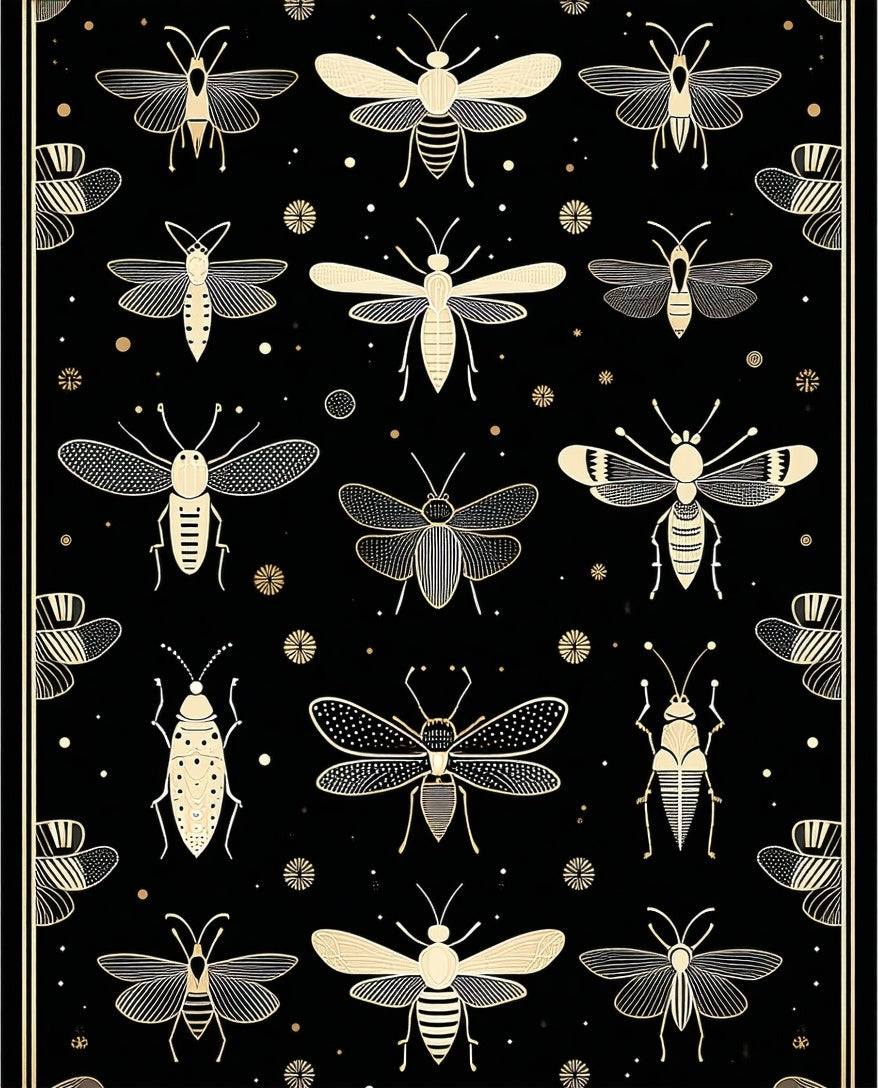 Elegant Insect Collection Design Rug