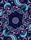 Whimsical Pink Teal Starburst Medallion Rug