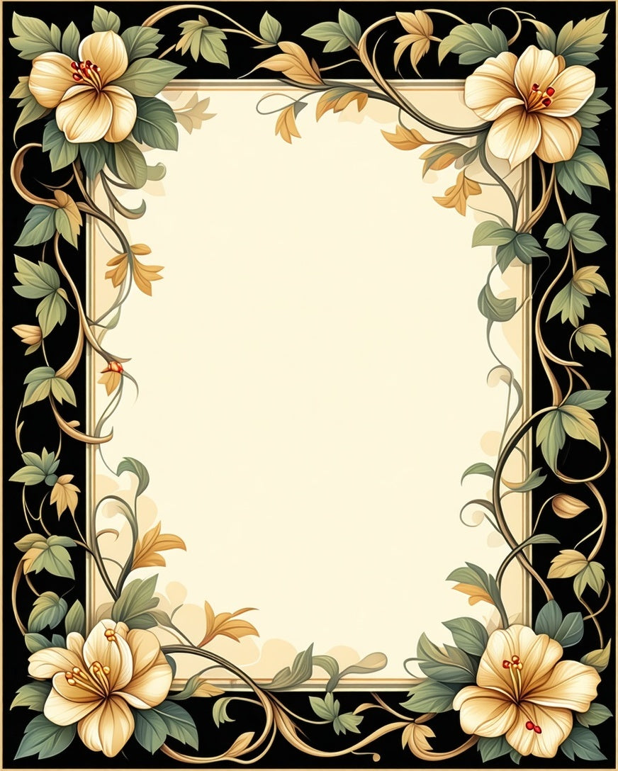 Vintage Floral Vine Border Design Rug