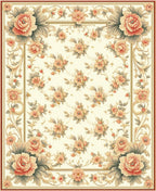 Ornate Floral Garden Pattern Rug