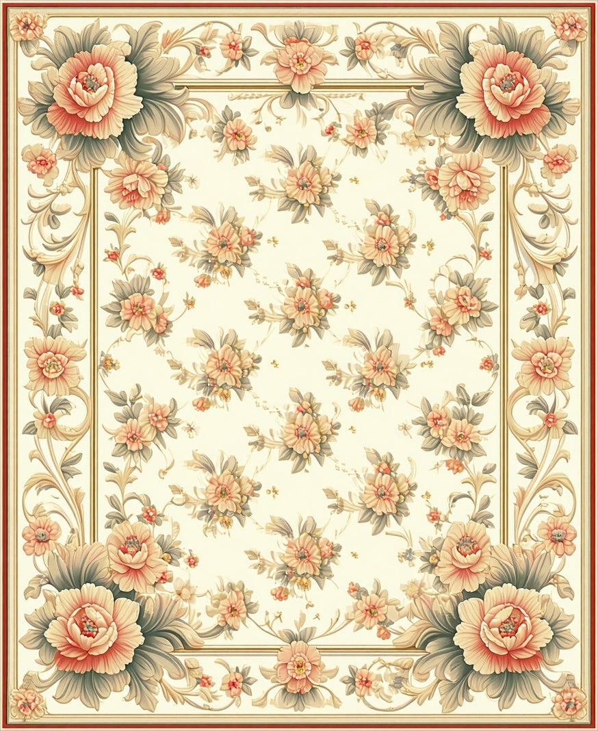 Ornate Floral Garden Pattern Rug