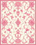 Ornate Pink Floral Damask Pattern Rug