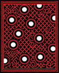 Bold Red Circles Tribal Grid Rug