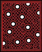 Bold Red Circles Tribal Grid Rug
