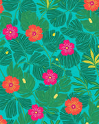 Vibrant Tropical Floral Leaf Pattern Rug