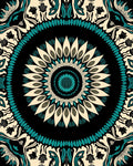 Intricate Teal Floral Mandala Design Rug