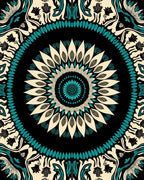 Intricate Teal Floral Mandala Design Rug