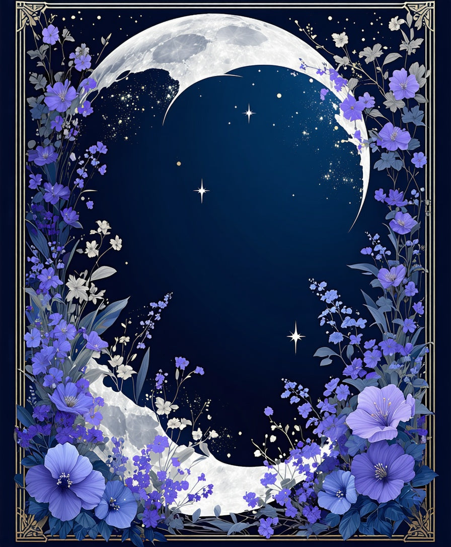 Celestial Moon Garden Floral Rug