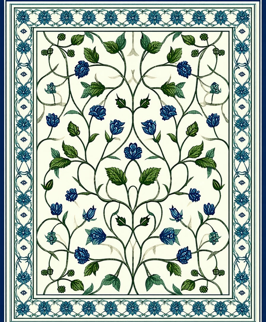 Intricate Floral Nature Motifs Rug