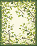 Green Leafy Branch Border Pattern Rug