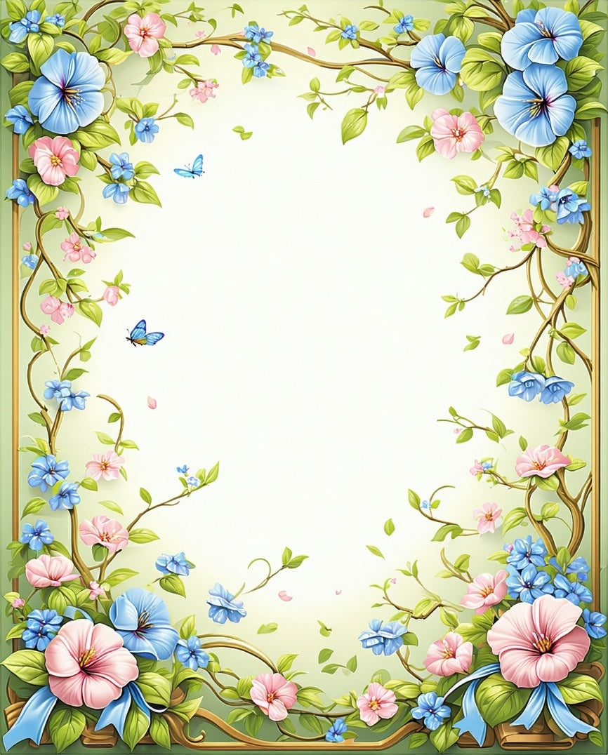Whimsical Floral Butterfly Scene Rug