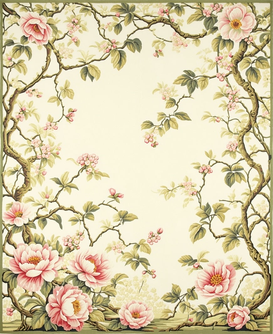 Ornate Floral Vine Pattern Rug
