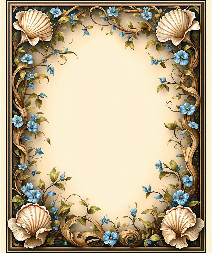 Nautical Floral Art Nouveau Design Rug
