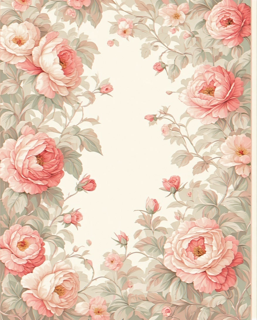 Soft Pink Floral Vine Pattern Rug