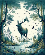 Majestic Elk Woodland Scene Rug