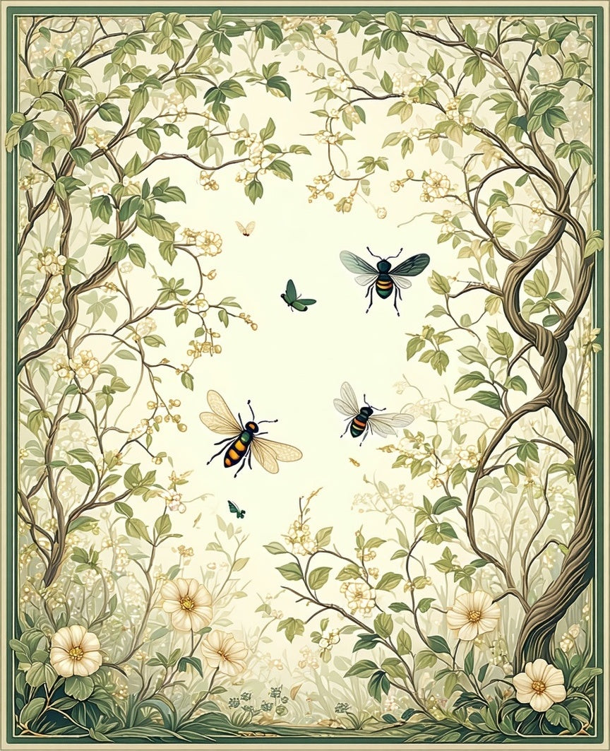 Whimsical Bees and Blossoms Garden Rug