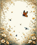 Floral Insects Butterfly Meadow Design Rug