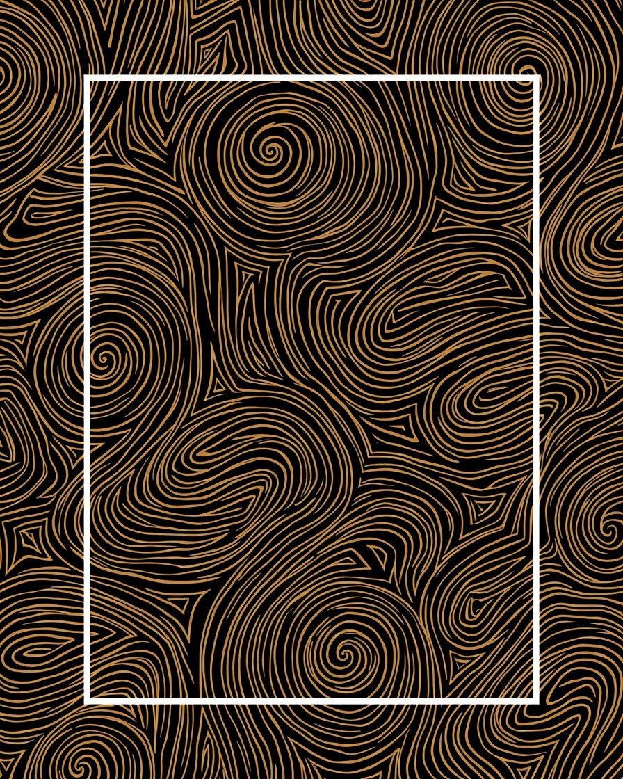 Abstract Swirls Black Gold Pattern Rug