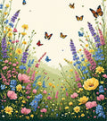 Vibrant Wildflower Meadow Butterfly Garden Rug
