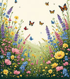 Vibrant Wildflower Meadow Butterfly Garden Rug