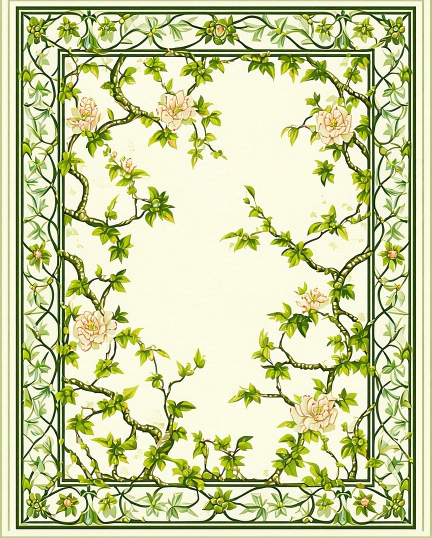 Nature Inspired Floral Vines Pattern Rug