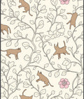 Whimsical Cats Floral Vine Pattern Rug