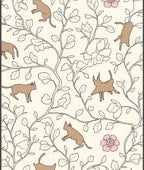 Whimsical Cats Floral Vine Pattern Rug