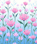 Pink Open Petal Floral Garden Gradient Rug