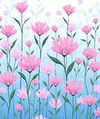 Pink Open Petal Floral Garden Gradient Rug