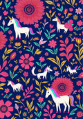 Vibrant Unicorn Floral Print Rug