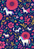 Vibrant Unicorn Floral Print Rug