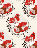 Fowl Floral Artistry in Red Rug