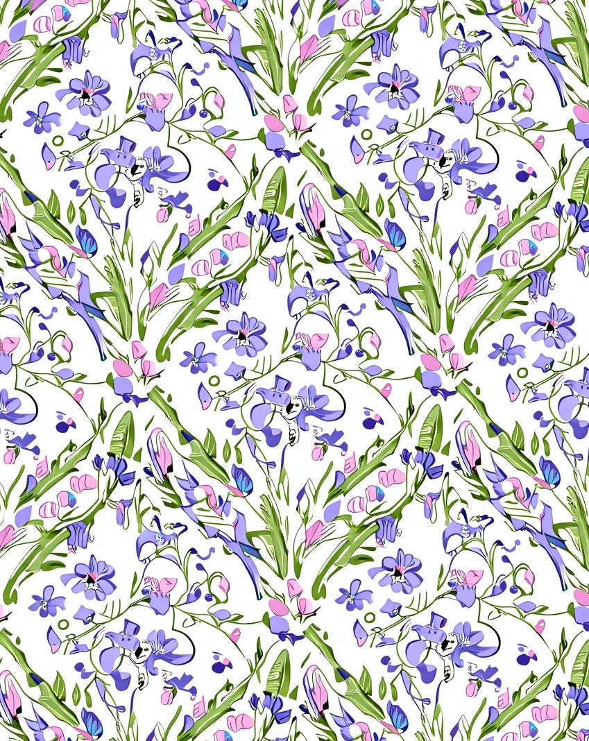 Loose Floral Sketch With Purple Accents Rug