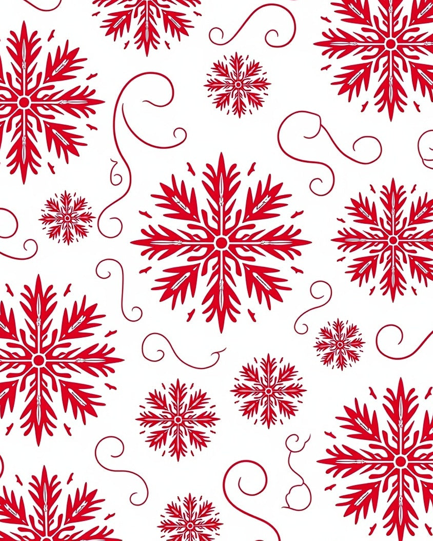 Red Snowflake Swirl Abstract Background Rug