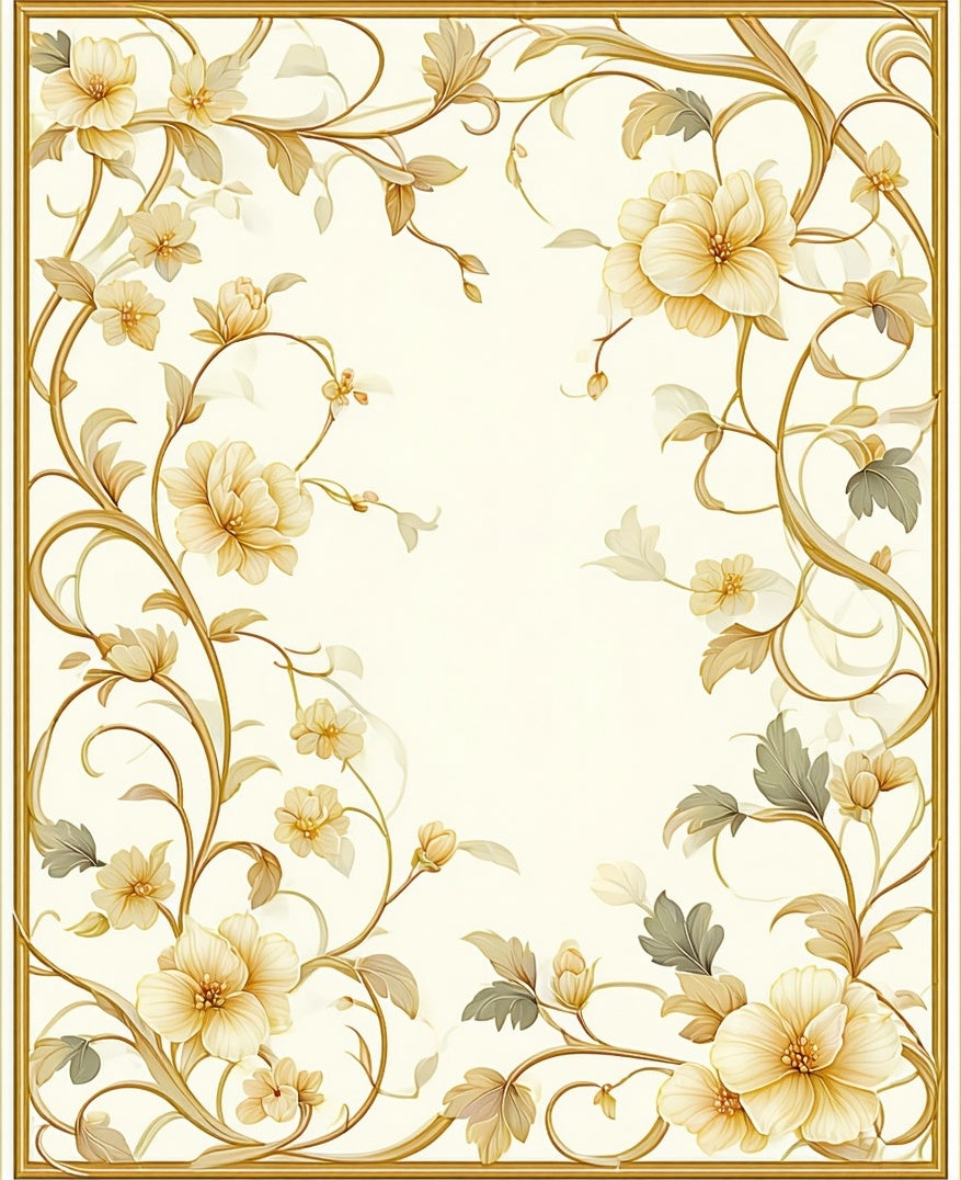 Elegant Floral Vine Border Design Rug