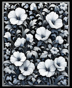 Delicate Floral Patterned Monochrome Rug