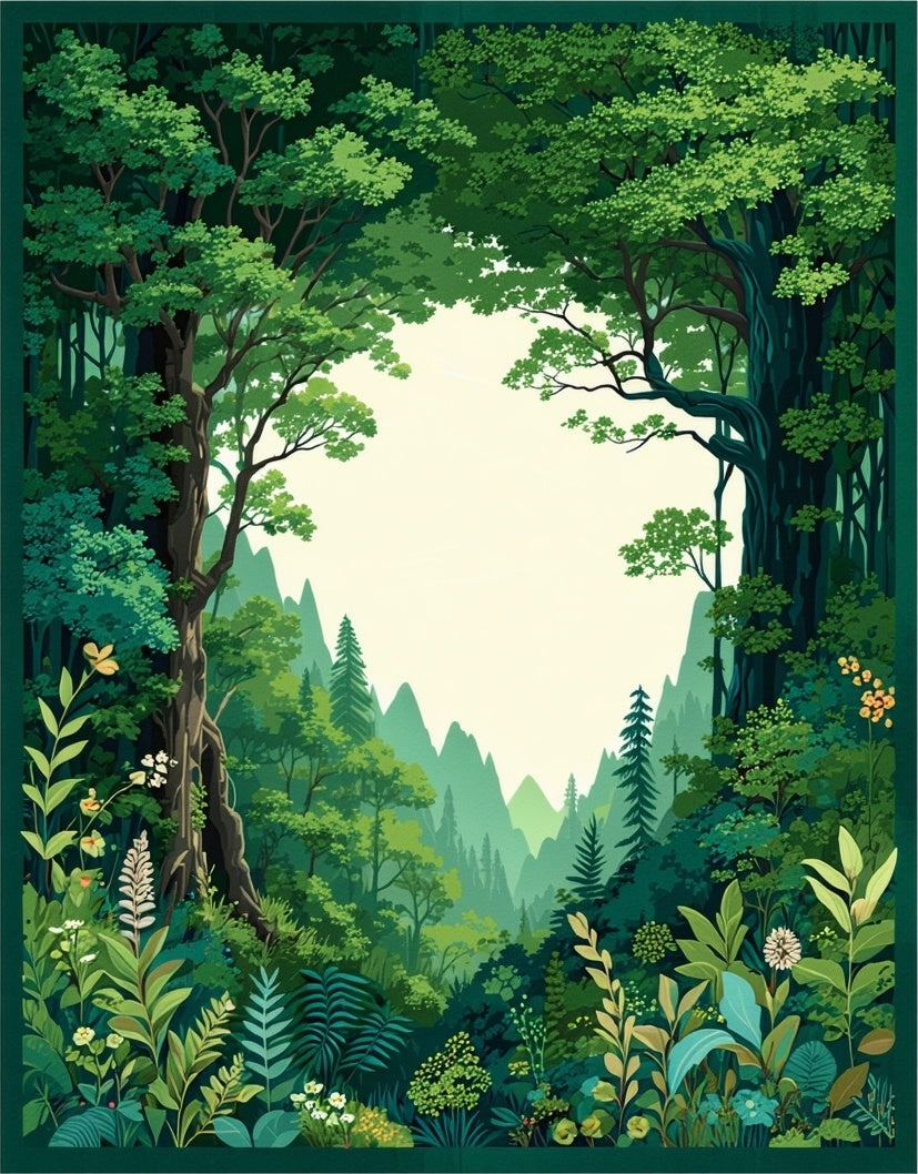 Verdant Forest Scene Nature Rug