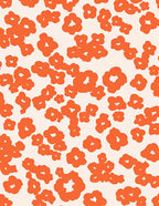 Abstract Orange Floral Pattern Rug